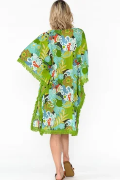 Cotton Dresses<Mozaic Bedarra Green Blossom Cotton Kaftan