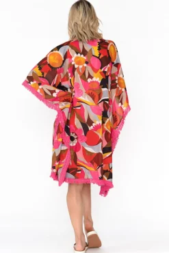 Cotton Dresses<Mozaic Bedarra Pink Abstract Cotton Kaftan