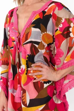 Cotton Dresses<Mozaic Bedarra Pink Abstract Cotton Kaftan