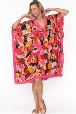Cotton Dresses<Mozaic Bedarra Pink Abstract Cotton Kaftan