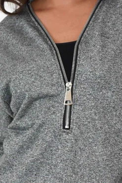 Cotton Tops<Clarity Bentley Grey Cotton Zip Top