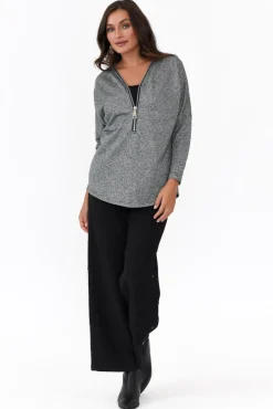 Cotton Tops<Clarity Bentley Grey Cotton Zip Top