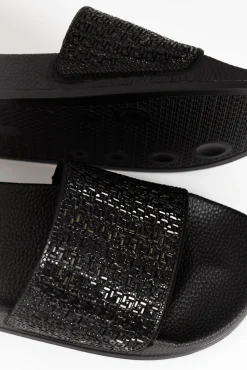 Slides<Alfie And Evie Billie Black Diamante Slide