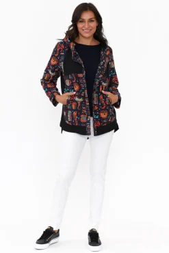 Jackets<Hourglass Billy Navy Geo Cotton Jacket