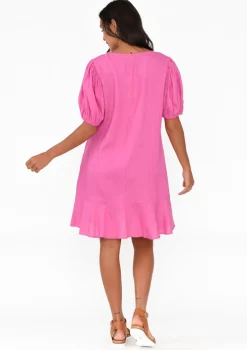 Linen Dresses<Betty Basics Birdie Hot Pink Linen Blend Dress