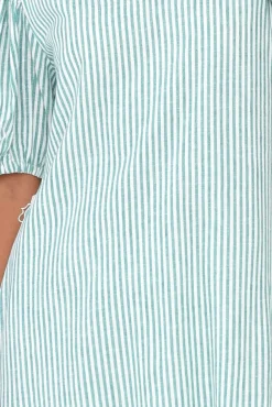 Linen Dresses<Betty Basics Birdie Teal Stripe Linen Blend Dress