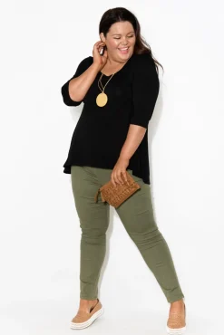 Sleeved Tops<Bamboo Body Black Bamboo Hi Lo Hem Top