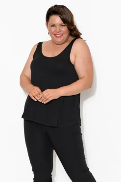 Sleeveless Tops<Bamboo Body Black Bamboo Relaxed Singlet