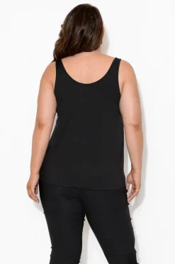 Sleeveless Tops<Bamboo Body Black Bamboo Relaxed Singlet
