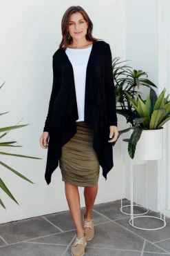 Cardigans<Bamboo Body Black Bamboo Waterfall Cardigan