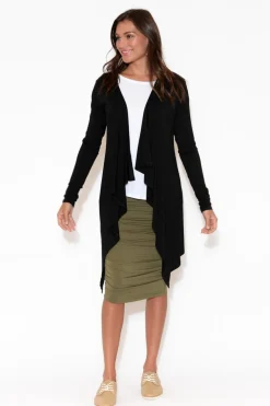 Cardigans<Bamboo Body Black Bamboo Waterfall Cardigan
