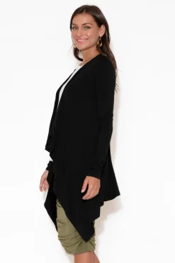 Cardigans<Bamboo Body Black Bamboo Waterfall Cardigan