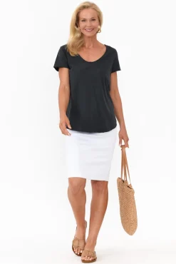 Cotton Tops<Elm Black Cotton Fundamental Vee Tee