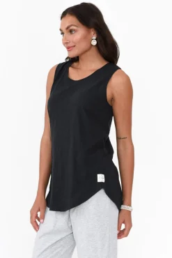 Cotton Tops<Elm Black Cotton Scoop Tank
