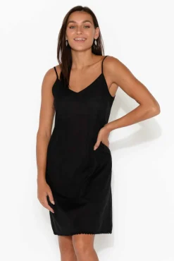 Slips<Orientique Black Cotton Slip Dress