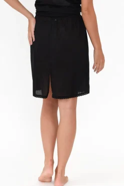 Skirts<Orientique Black Cotton Slip Skirt