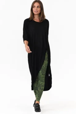 Cotton Tops<Cotton Village Black Crinkle Cotton Asymmetric Tunic