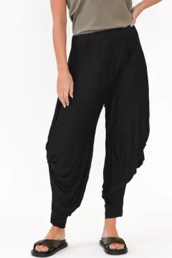 Pants<Cotton Village Black Crinkle Cotton Cloud Pant