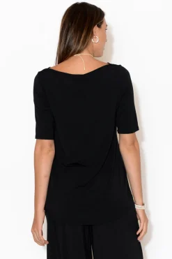 Sleeved Tops<Tani Black Half Sleeve Micro Modal Top