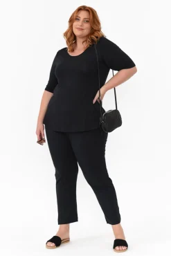 Sleeved Tops<Tani Black Half Sleeve Micro Modal Top