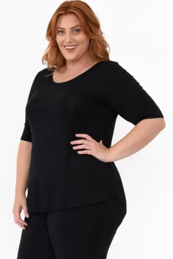 Sleeved Tops<Tani Black Half Sleeve Micro Modal Top
