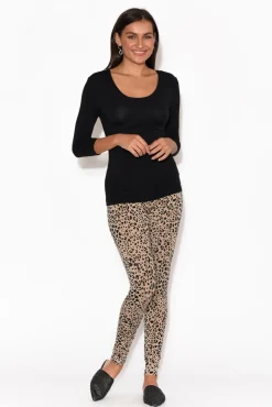 Sleeved Tops<Tani Black Micro Modal 3/4 Sleeve Top