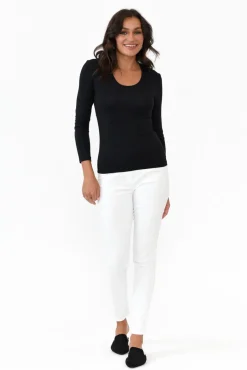 Sleeved Tops<Tani Black Micro Modal Scoop Neck Long Sleeve