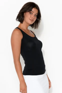 Sleeveless Tops<Tani Black Micro Modal Scoop Singlet
