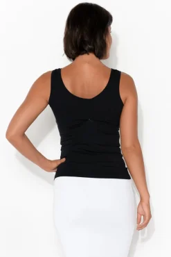 Sleeveless Tops<Tani Black Micro Modal Scoop Singlet