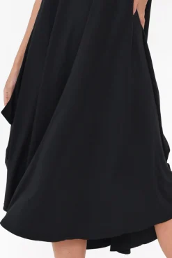 Midi Dresses<Tani Black Micro Modal Sleeveless Tri Drape Dress