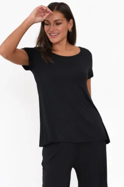 Sleeved Tops<Tani Black Micro Modal Swing Tee