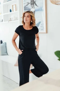 Sleeved Tops<Tani Black Micro Modal Swing Tee