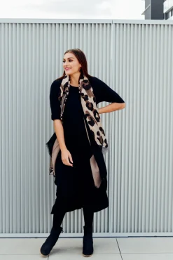 Midi Dresses<Tani Black Micro Modal Tri Drape Dress