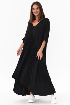 Maxi Dresses<PQ Black Peak Sleeved Maxi Dress