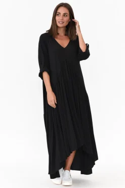 Maxi Dresses<PQ Black Peak Sleeved Maxi Dress
