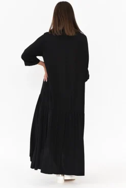 Maxi Dresses<PQ Black Peak Sleeved Maxi Dress