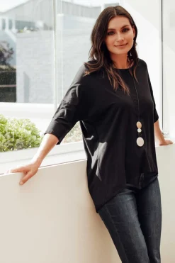 Sleeved Tops<Bamboo Villa Blake Black Bamboo Top