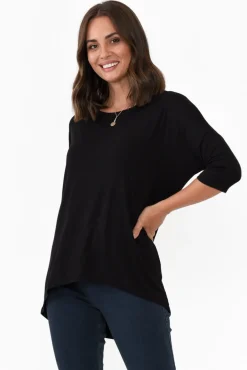 Sleeved Tops<Bamboo Villa Blake Black Bamboo Top