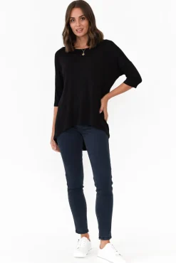 Sleeved Tops<Bamboo Villa Blake Black Bamboo Top
