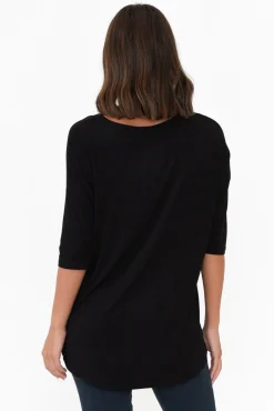 Sleeved Tops<Bamboo Villa Blake Black Bamboo Top