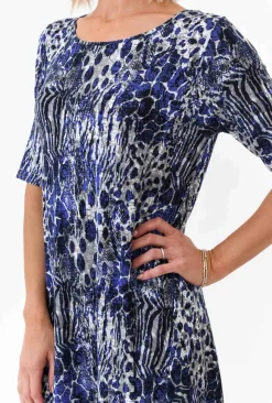 Midi Dresses<Tani Blue Animal Micro Modal Tri Drape Dress