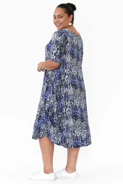 Midi Dresses<Tani Blue Animal Micro Modal Tri Drape Dress
