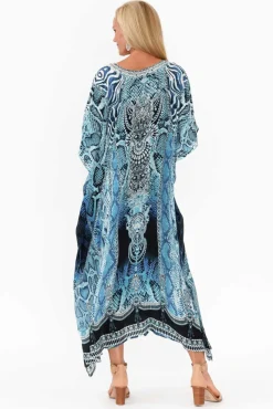 Maxi Dresses<Fashion Spectrum Blue Cobra Silk Maxi Kaftan