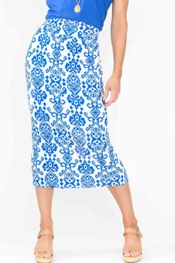 Skirts<Lou Lou Blue Ikat Bamboo Maxi Tube Skirt