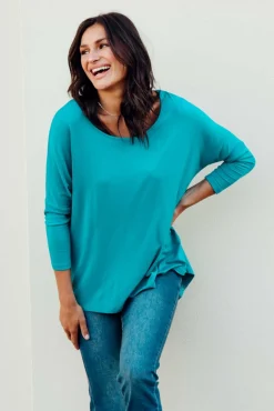 Sleeved Tops<Betty Basics Blue Lagoon Milan 3/4 Sleeve Top