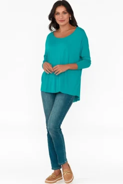Sleeved Tops<Betty Basics Blue Lagoon Milan 3/4 Sleeve Top