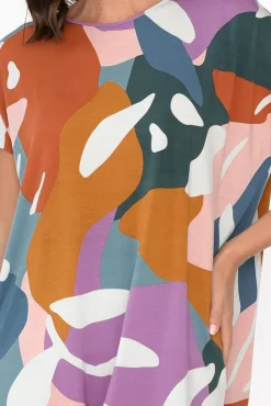 Sleeved Tops<Tani Blue Tropical Micro Modal Drape Top