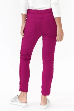 Pants<La Strada Bolton Fuchsia Embellished Stretch Pant