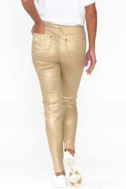 Pants<Cafe Latte Bonita Gold Animal Foil Stretch Pant