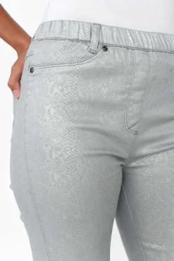 Pants<Cafe Latte Bonita Silver Animal Foil Stretch Pant